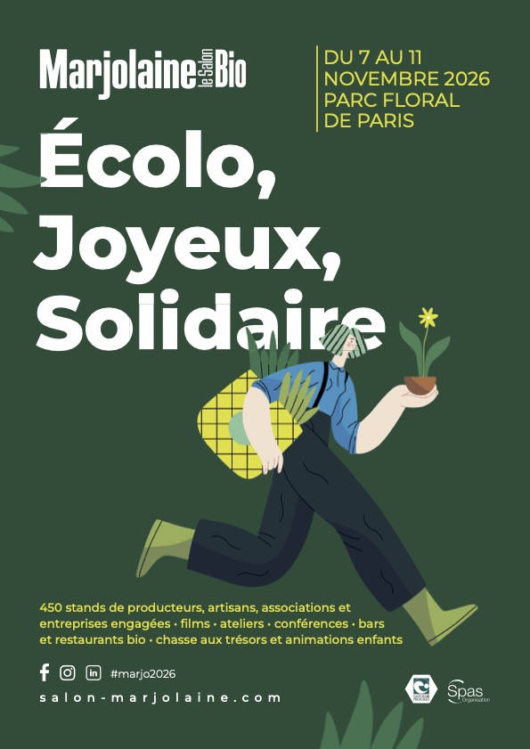 Affiche officielle du Salon Marjolaine 2026, du 7 au 11 novembre au Parc Floral de Paris