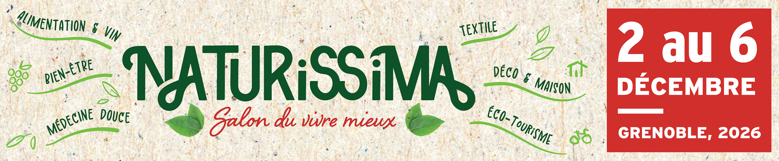 Bannière officielle Naturissima Grenoble du 2 au 6 décembre 2026